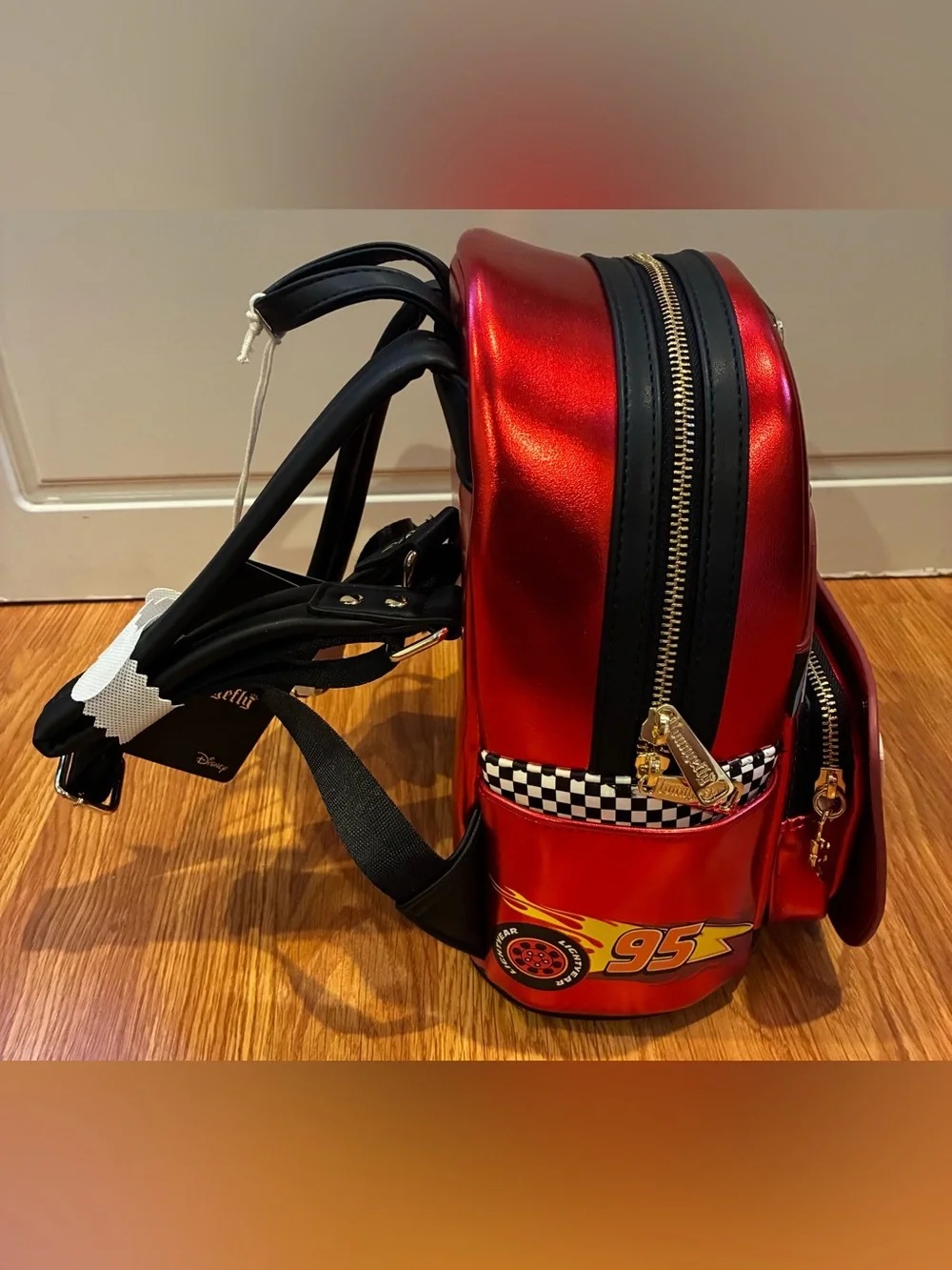 New Loungefly Disney Pixar Cars Metallic Lightning McQueen Cosplay Mini Backpack